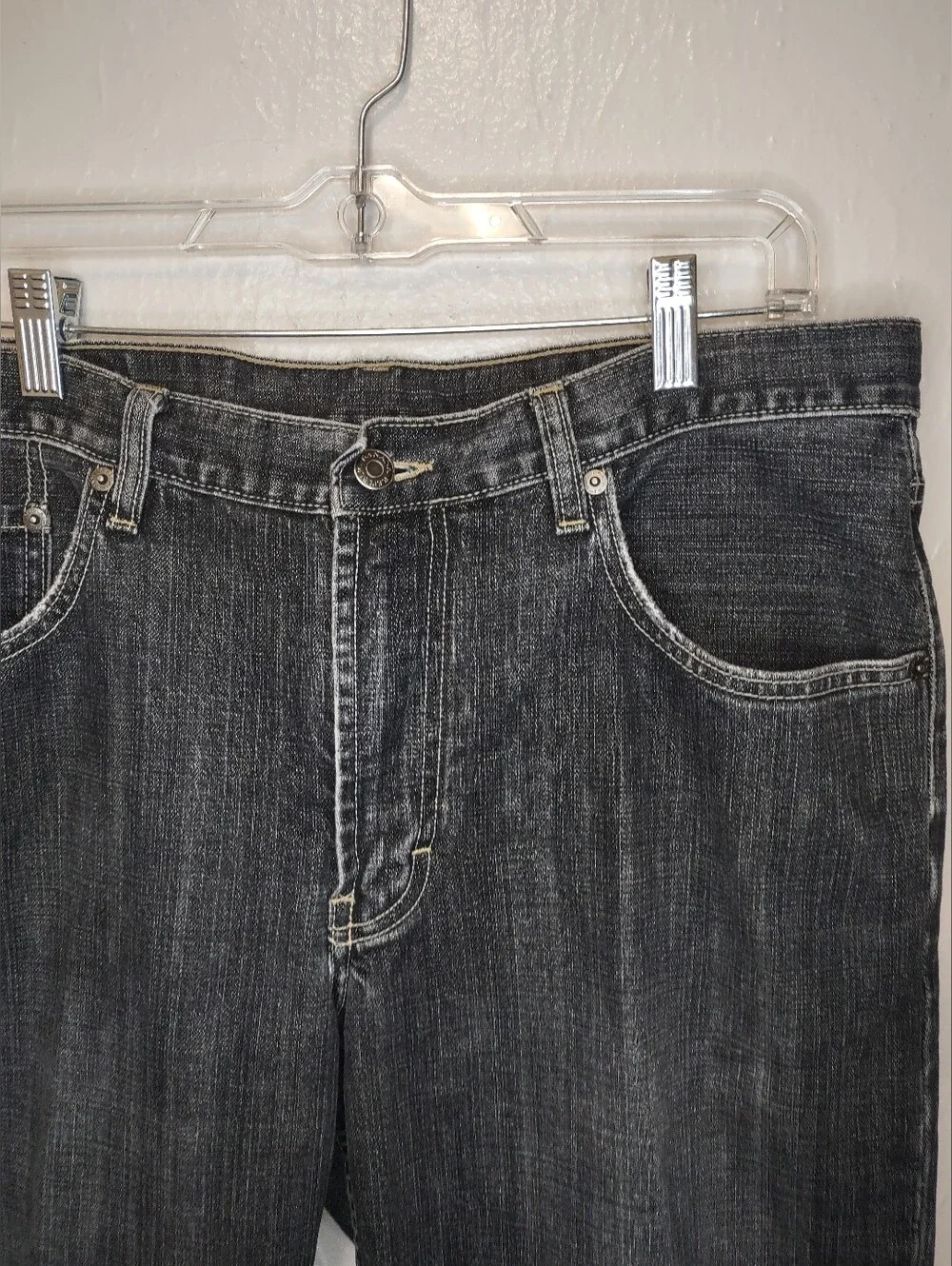Men's Banana Republic Black Faded Wash Straight Leg Jean Size 35/32